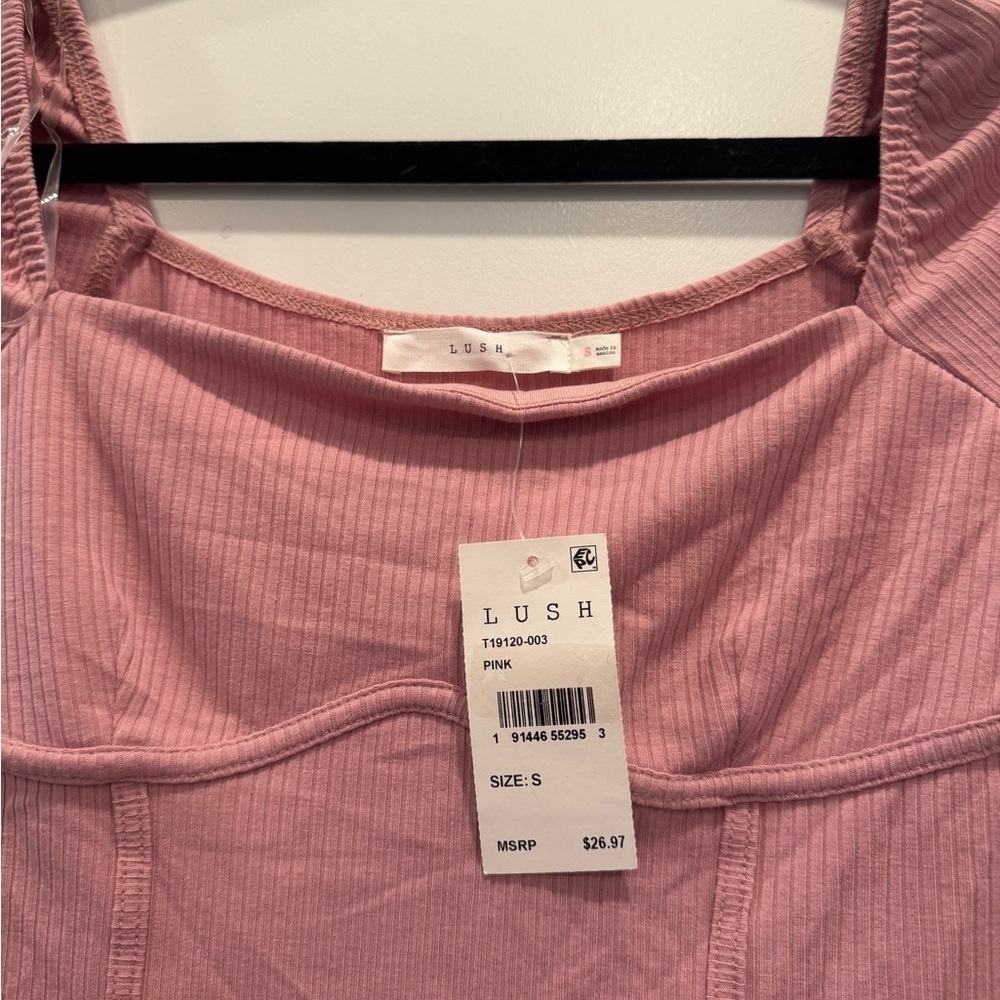 NWT lush pink longsleeve ribbed crop top - Picture 2 of 4